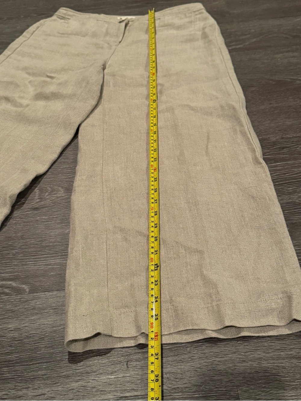Eileen Fisher Organic Linen Wide Leg Crop Pants Flax Beige Culottes Size 4 - Picture 11 of 13